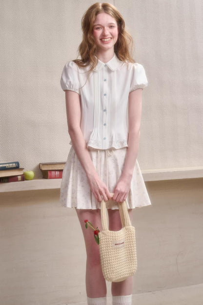 Handmade Embroidered Doll Collar Shirt