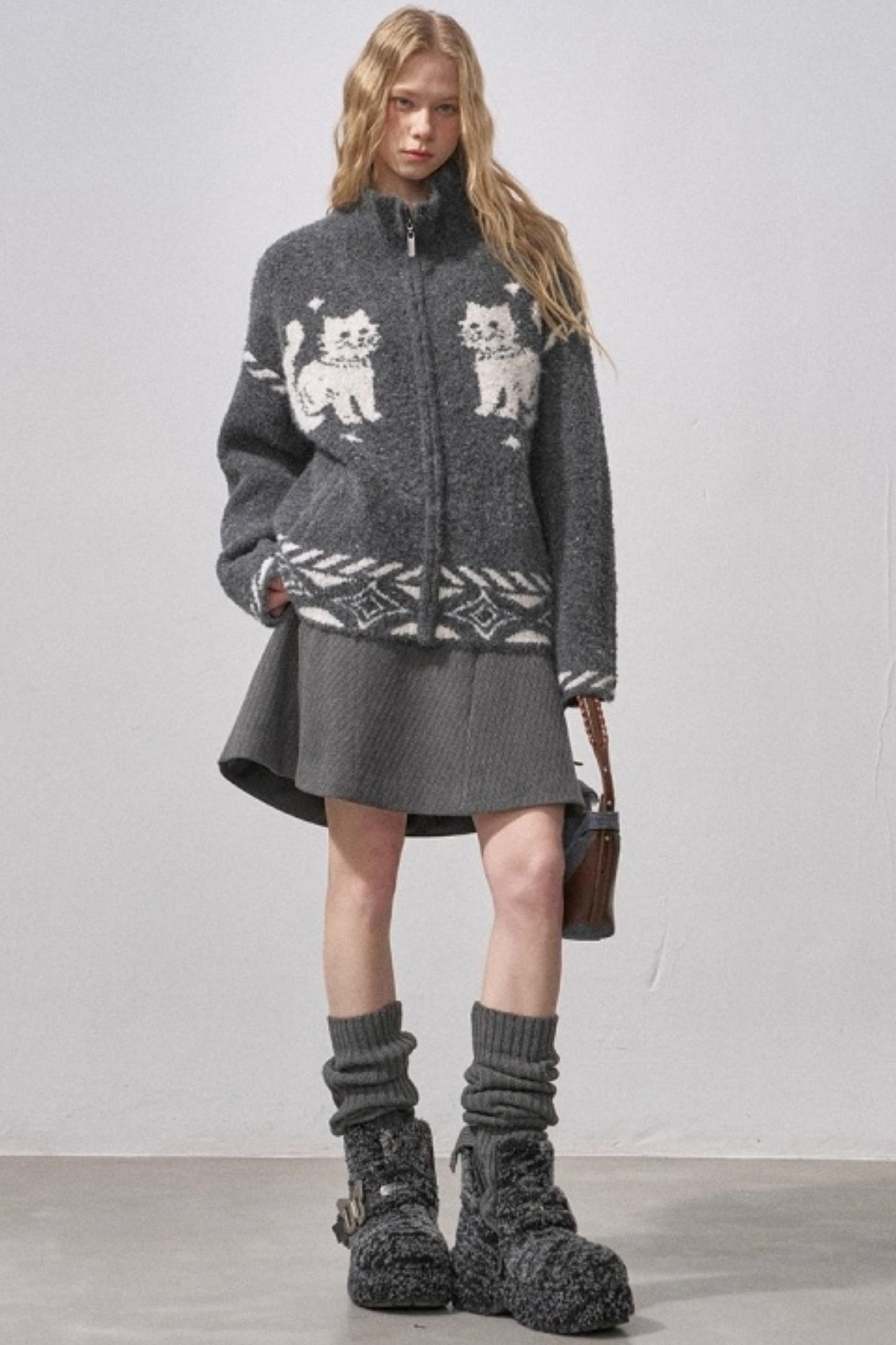 Star Kitty Jacquard Cardigan