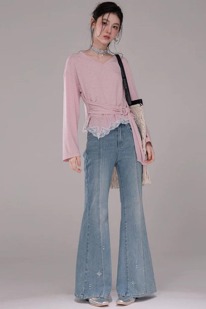Pink Lyocell Lace Top