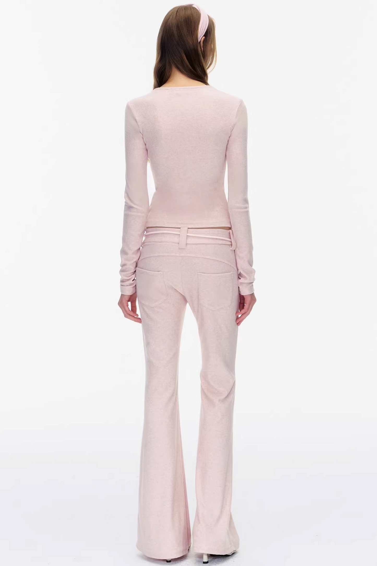 Cutout Detail Pink Top Pants Set-Up