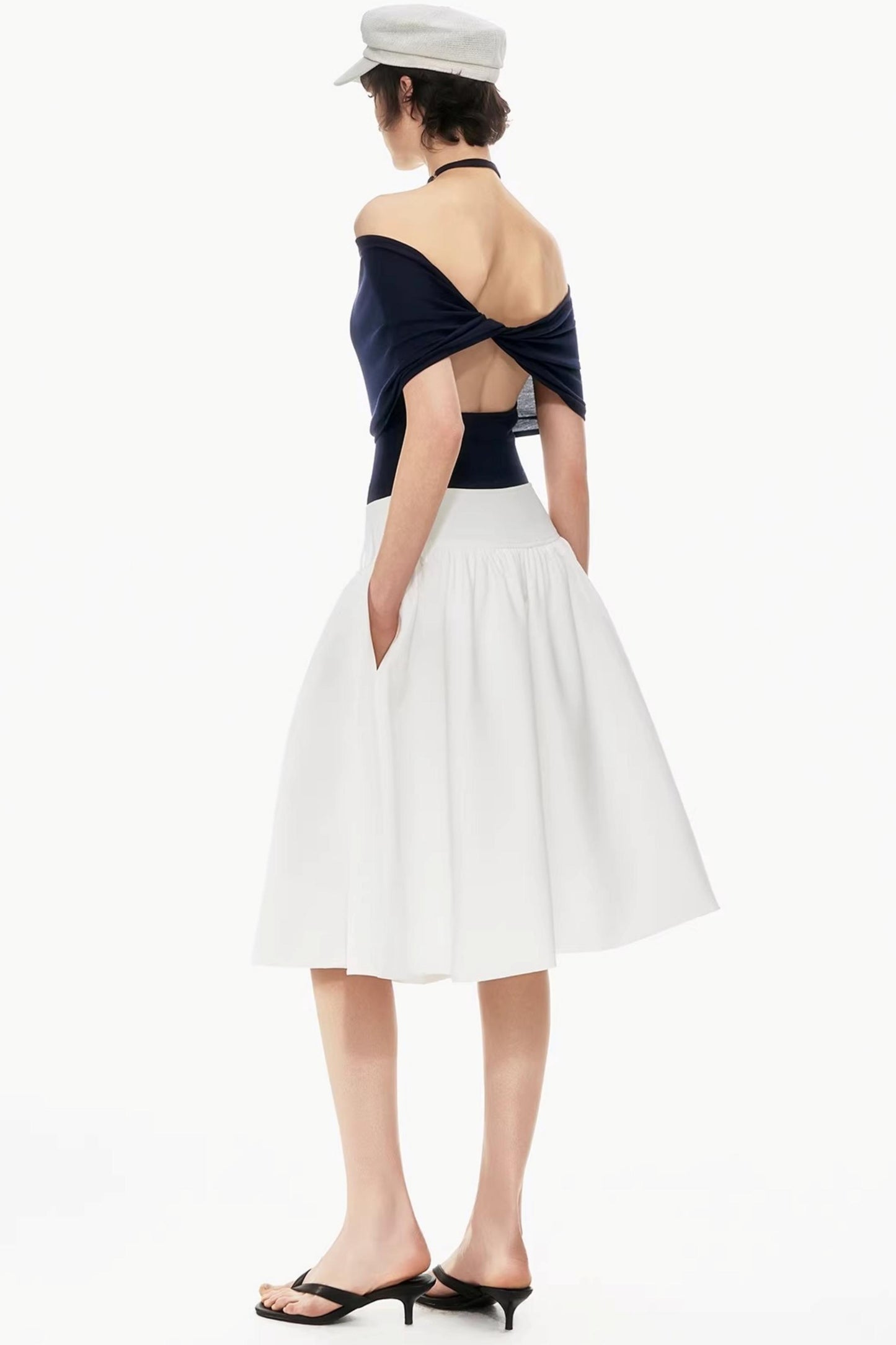 Two-Tone Pleated Puffy Skirt