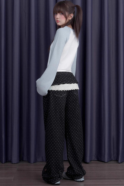 Detachable Skirt Polka Dot Jeans