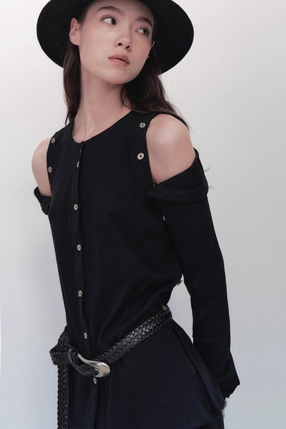 Detachable Round Neck Knitted Cardigan