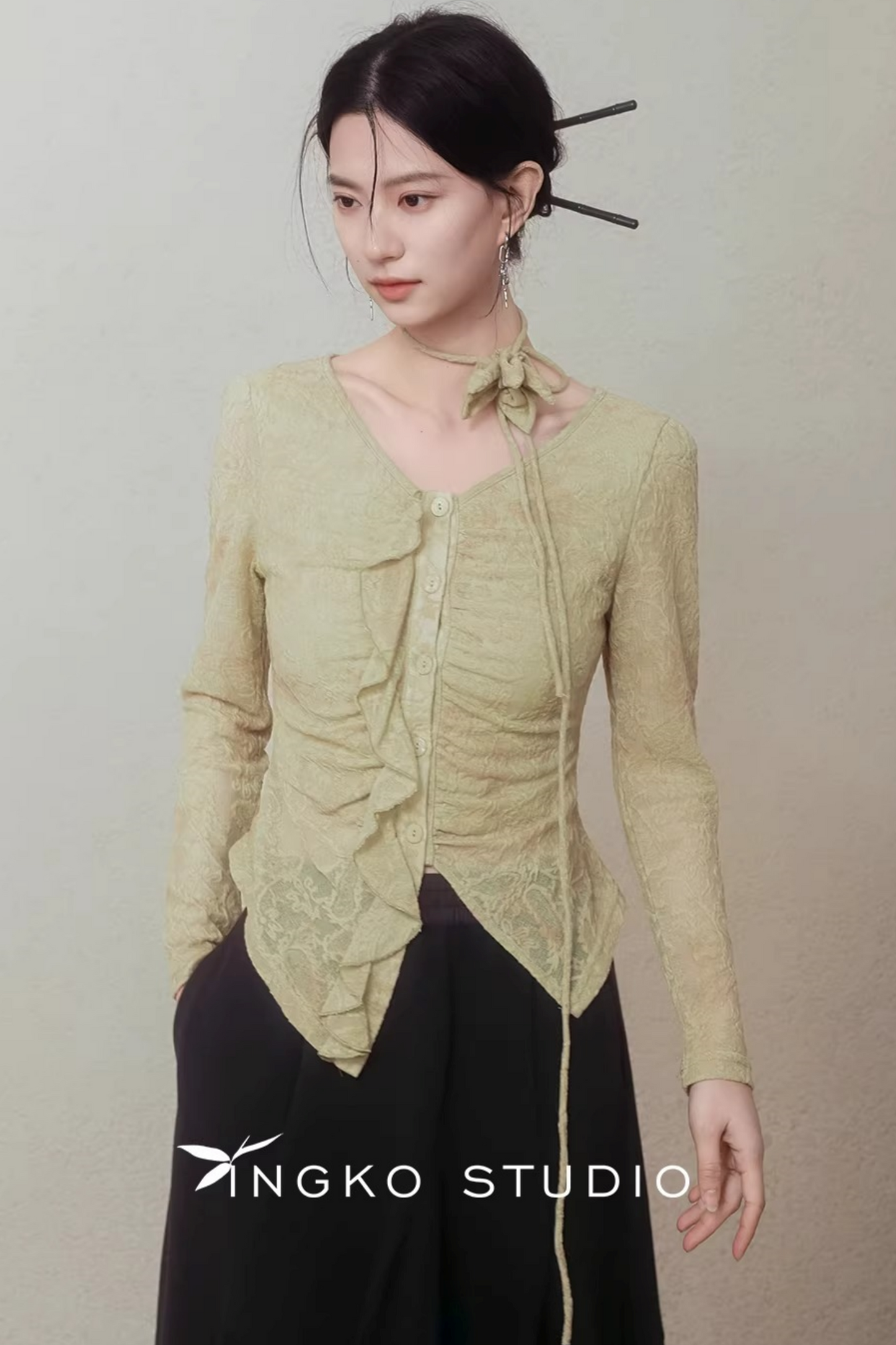 Spring Bud Green Floral Top