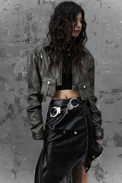 Vintage Distressed Punk Leather Jacket