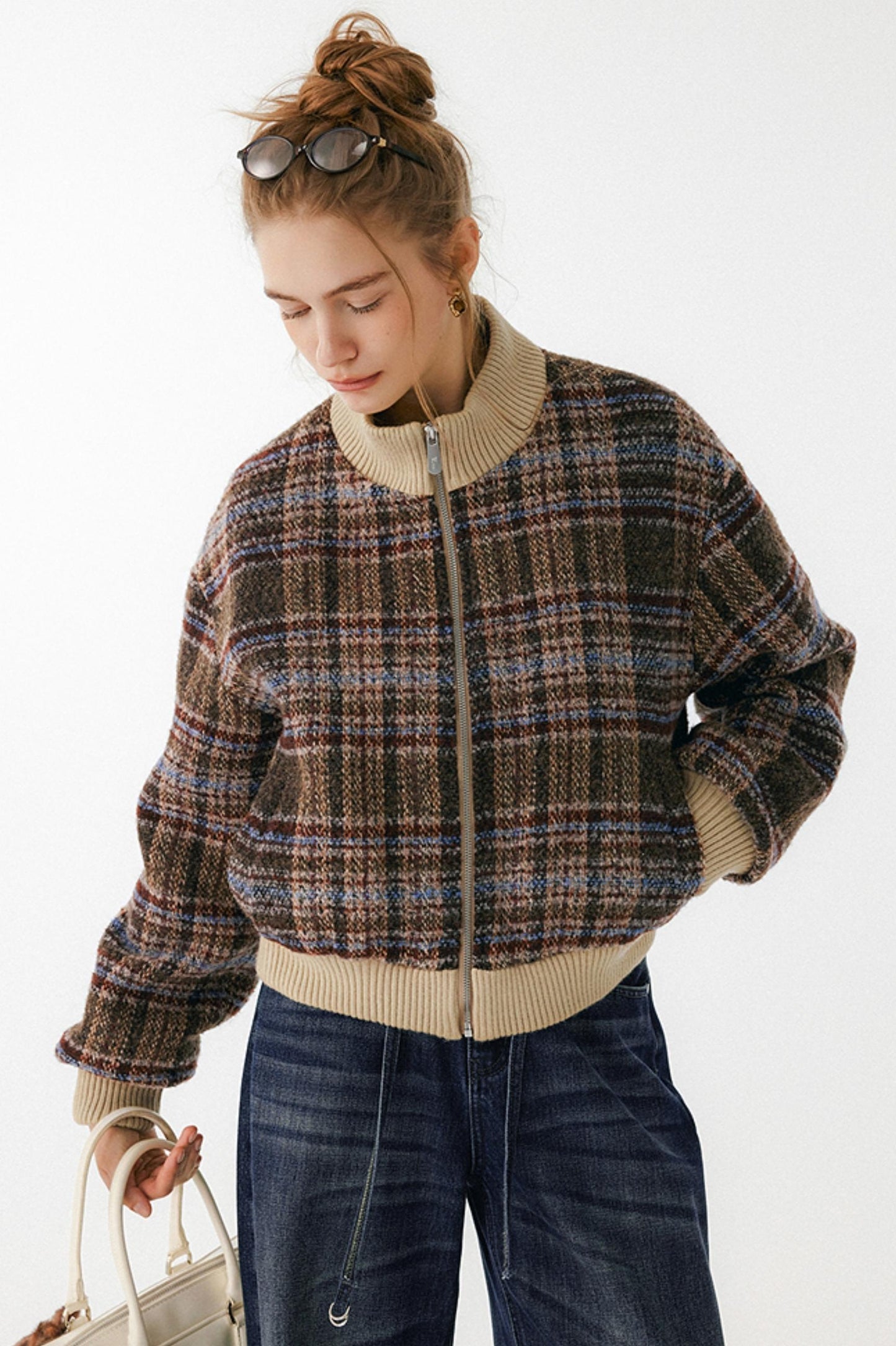 American Retro Plaid Wool Coat