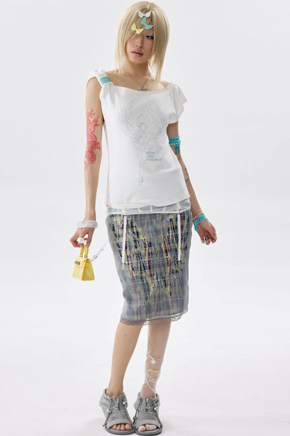 Two-Color Rhinestone Ruched Top
