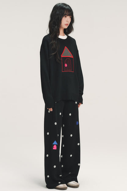 Colorful Polka Dot Knit Pants
