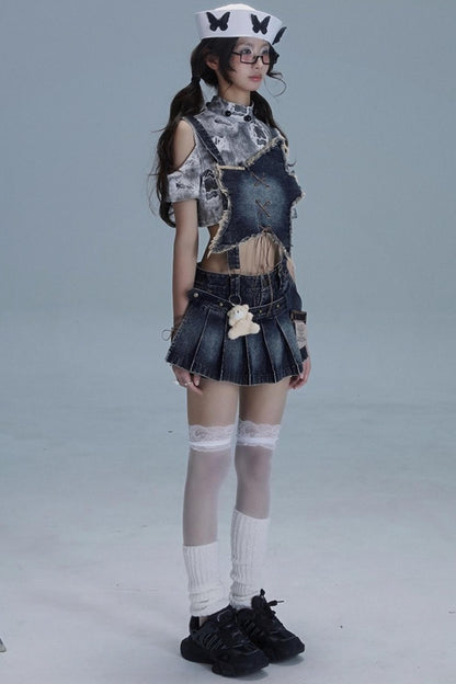 Denim Bib Culottes Set-Up