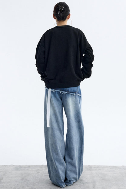 Black V-Neck Winter Top