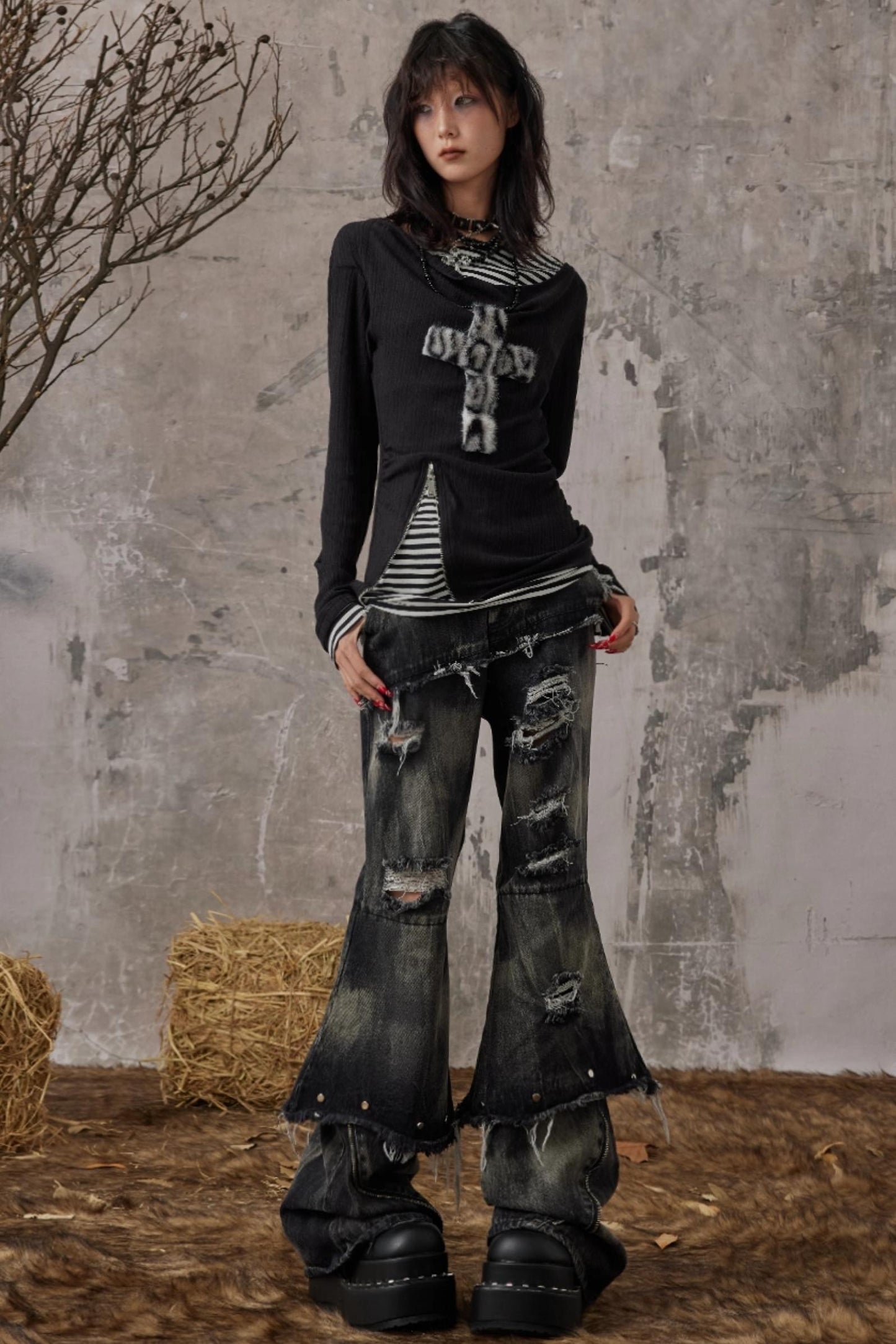 Vintage Punk Bootcut Jeans