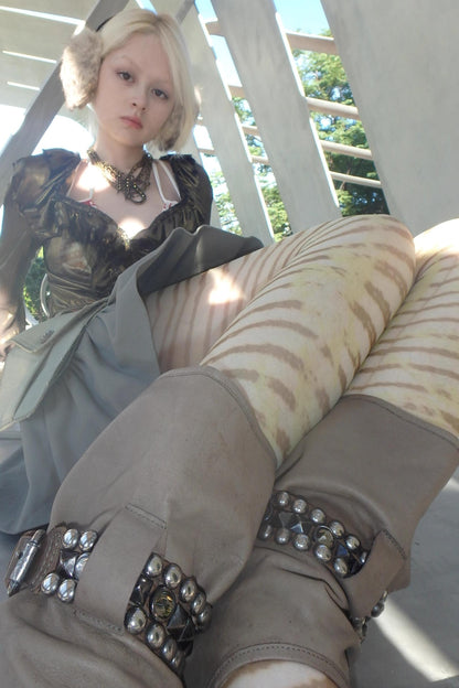 Hand-Painted Striped Ultra-Thin Stockings