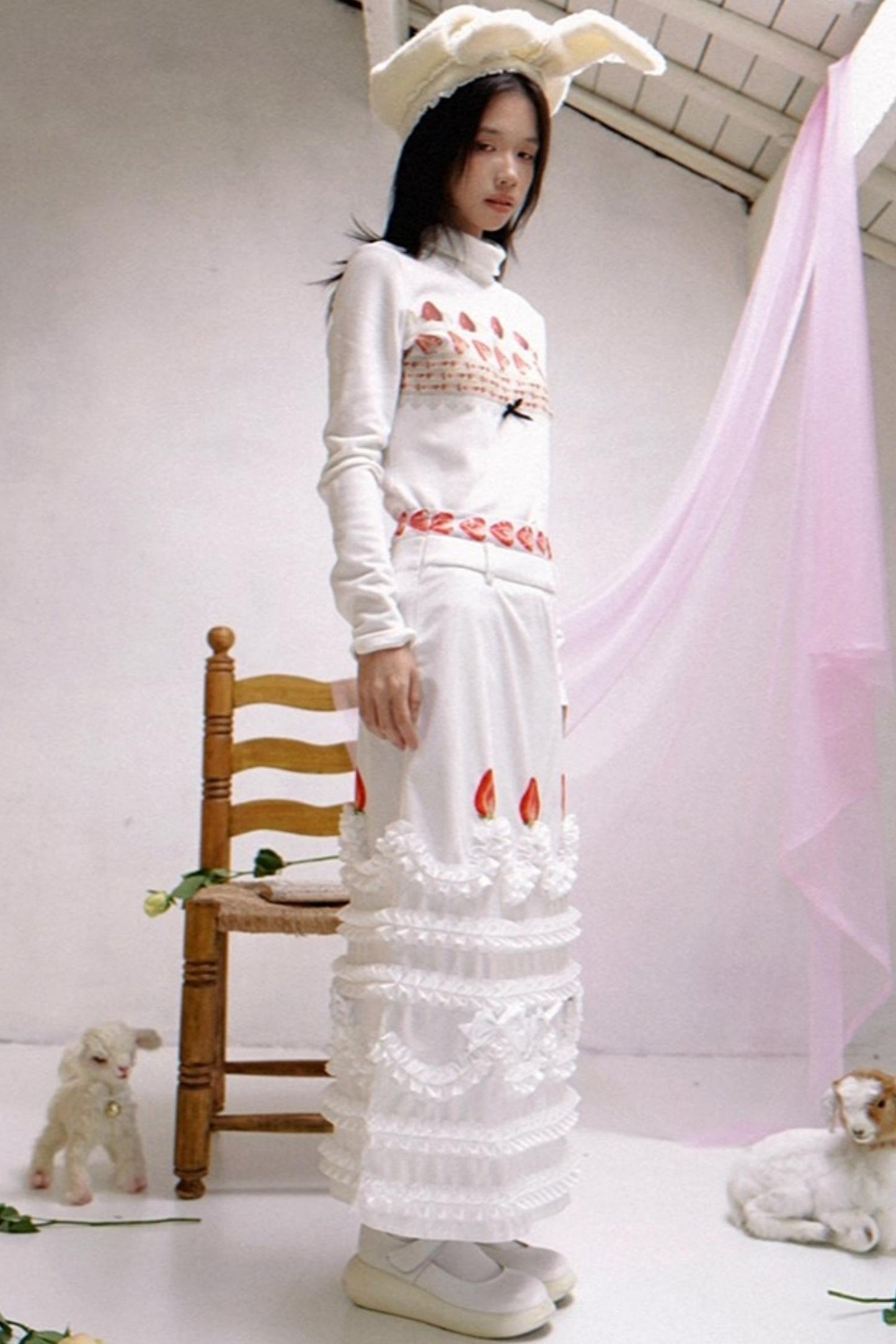 Happy Birthday Strawberry Cake Turtleneck Top