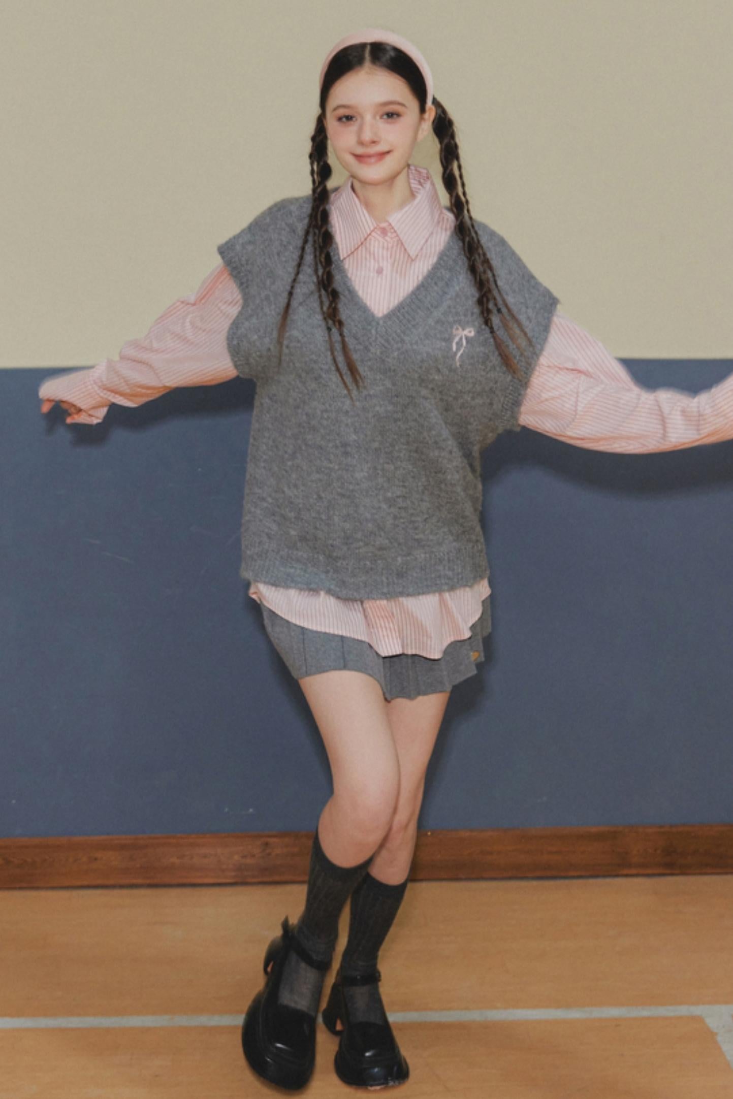 Pink Striped College Shirt