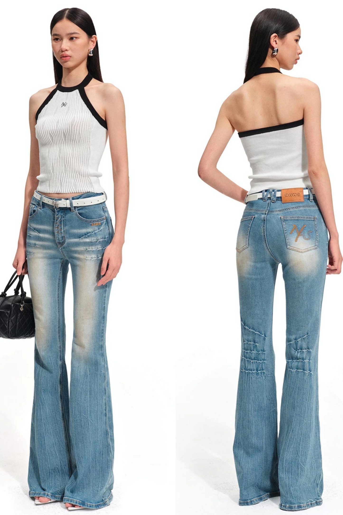 Wool Irregular Color-Block Vest