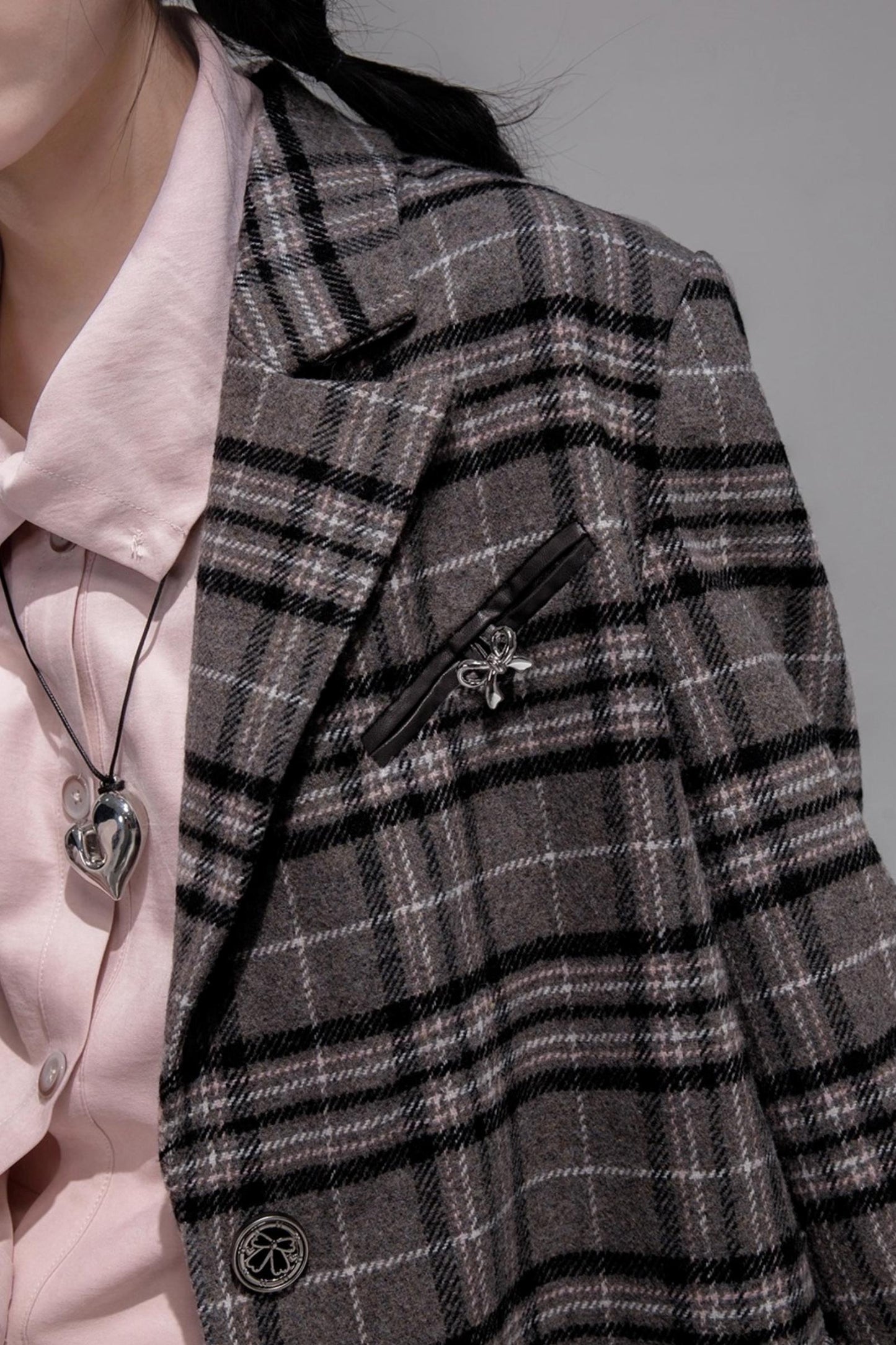 Wool Plaid Patchwork Tweed Jacket