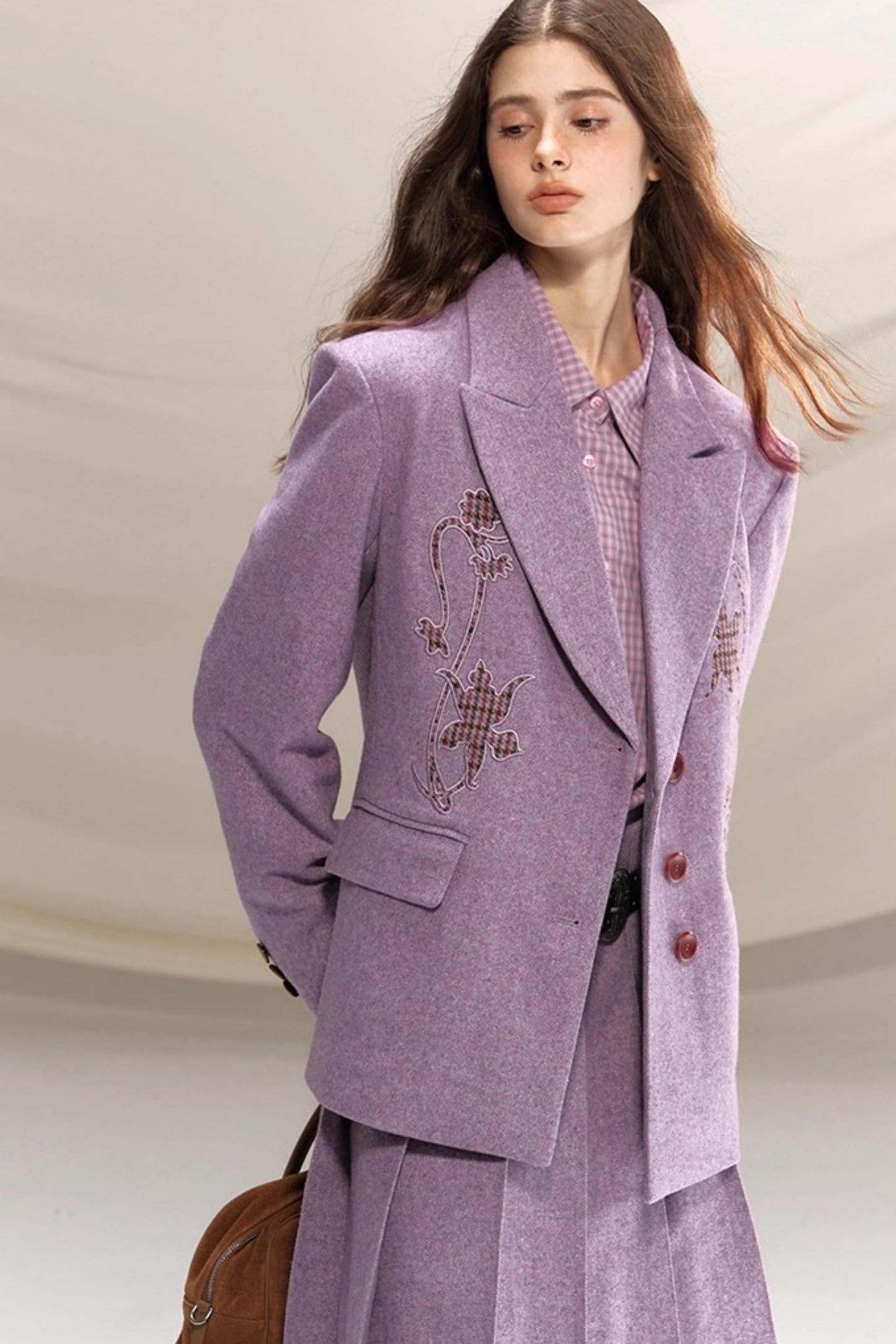 Wool Houndstooth Preppy Suit Skirt Set-Up