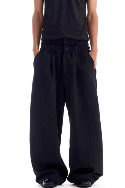 Double-Waist Pleated Pants