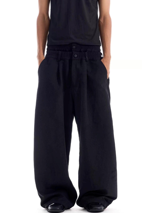 Double-Waist Pleated Pants