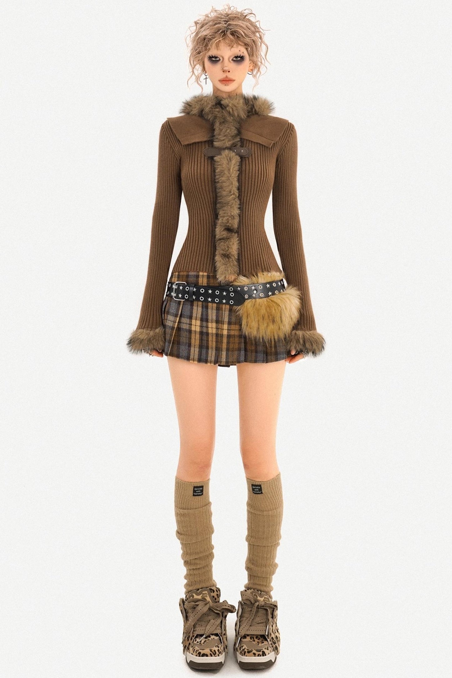 Retro Plaid Pleated A-Line Skirt