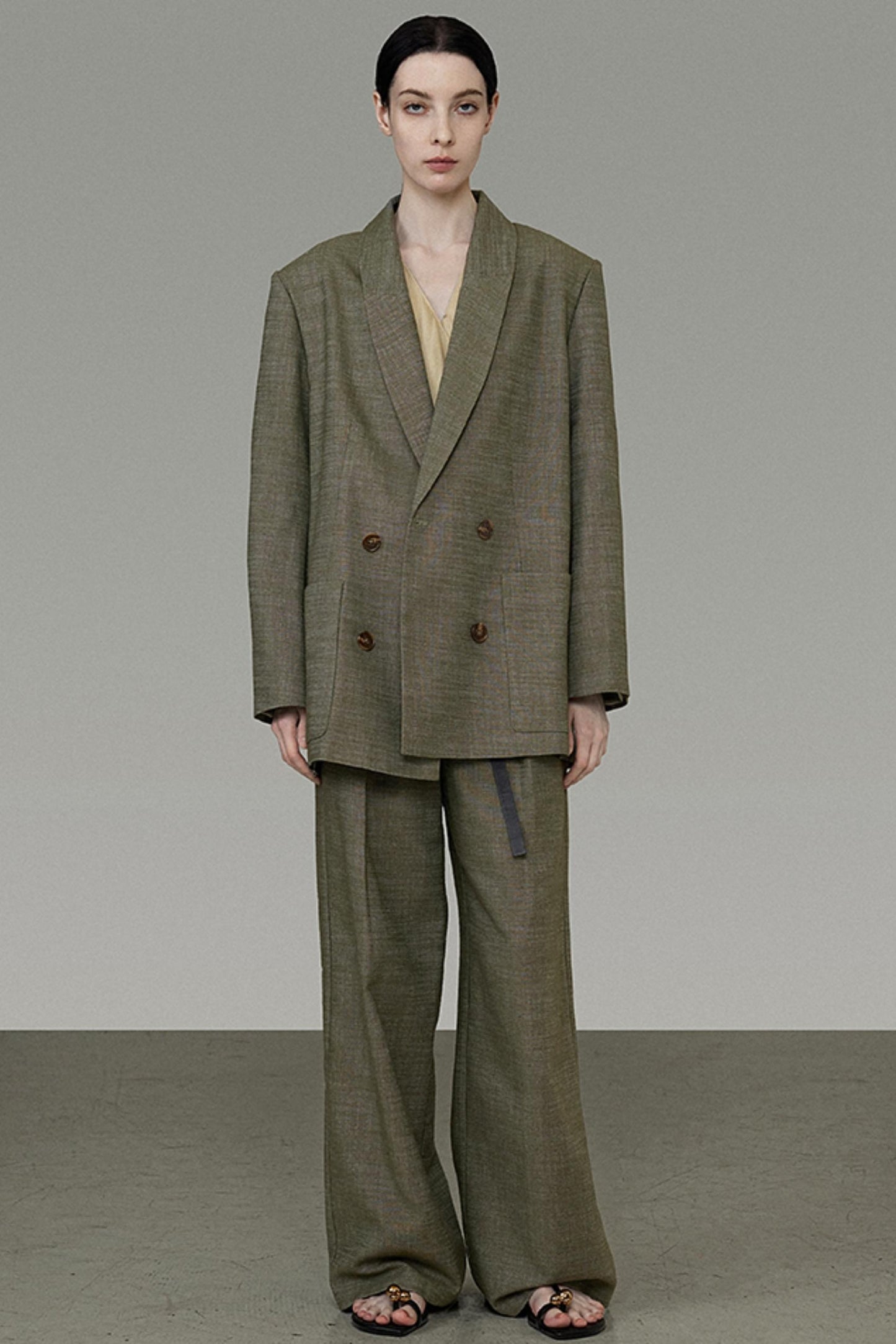 Draped Straight-Leg Suit Pants