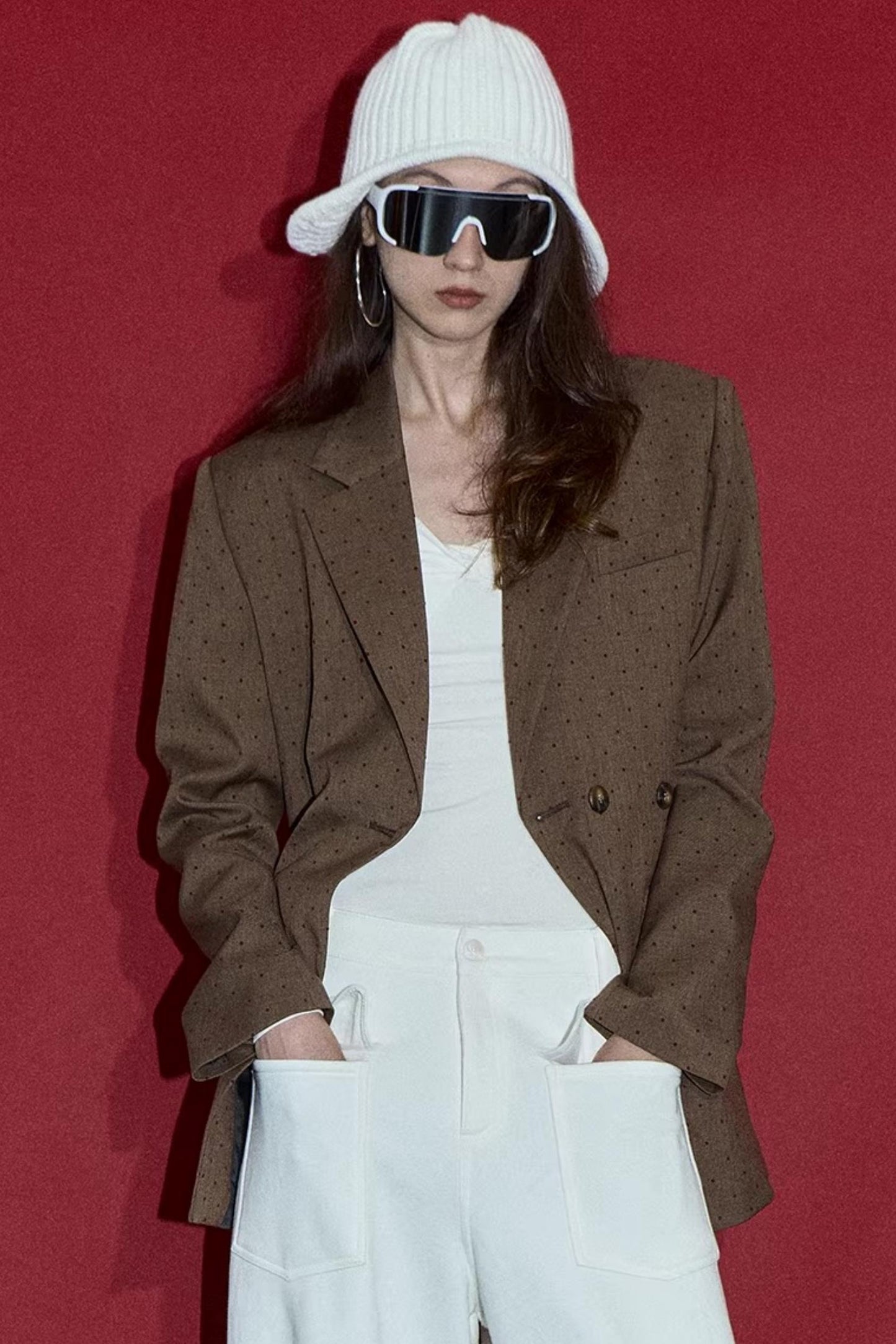 Brown Red Polka Dot Jacket