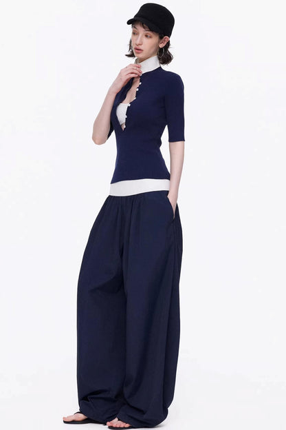 Lyocell Color-Blocked Knit Top