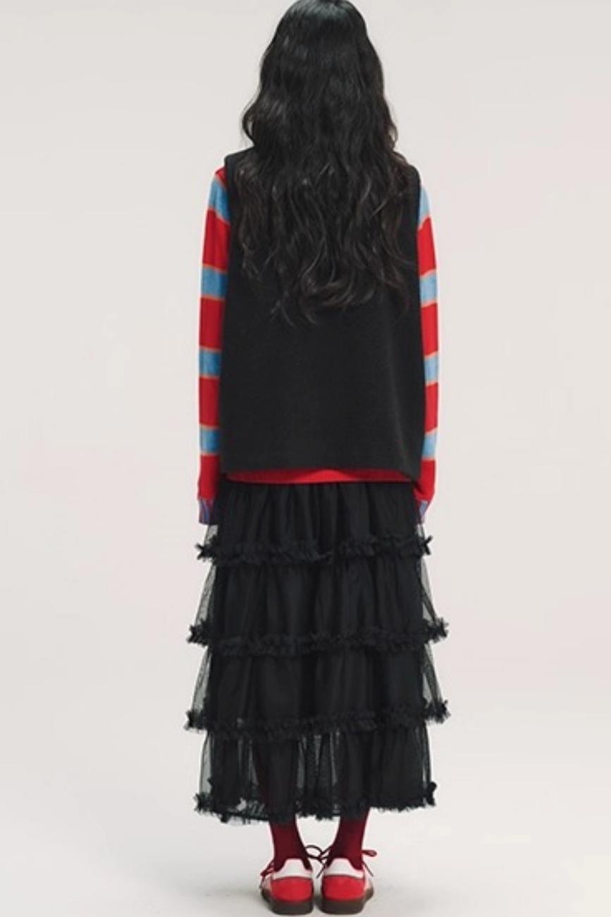 3D Embroidery Ruffled Skirt