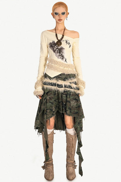 Autumn Camo Denim Skirt