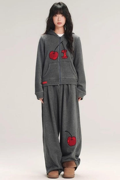 Hand-Painted Cherry Hooded Jacket