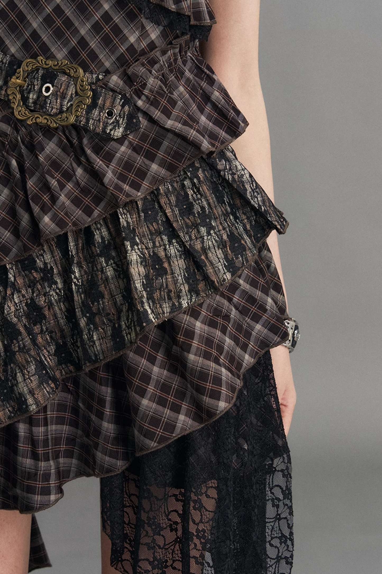 Retro Irregular Plaid Dress