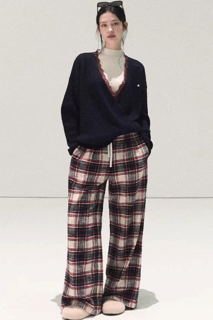 Silk-Gloss Wool Lace Sweater Set-Up