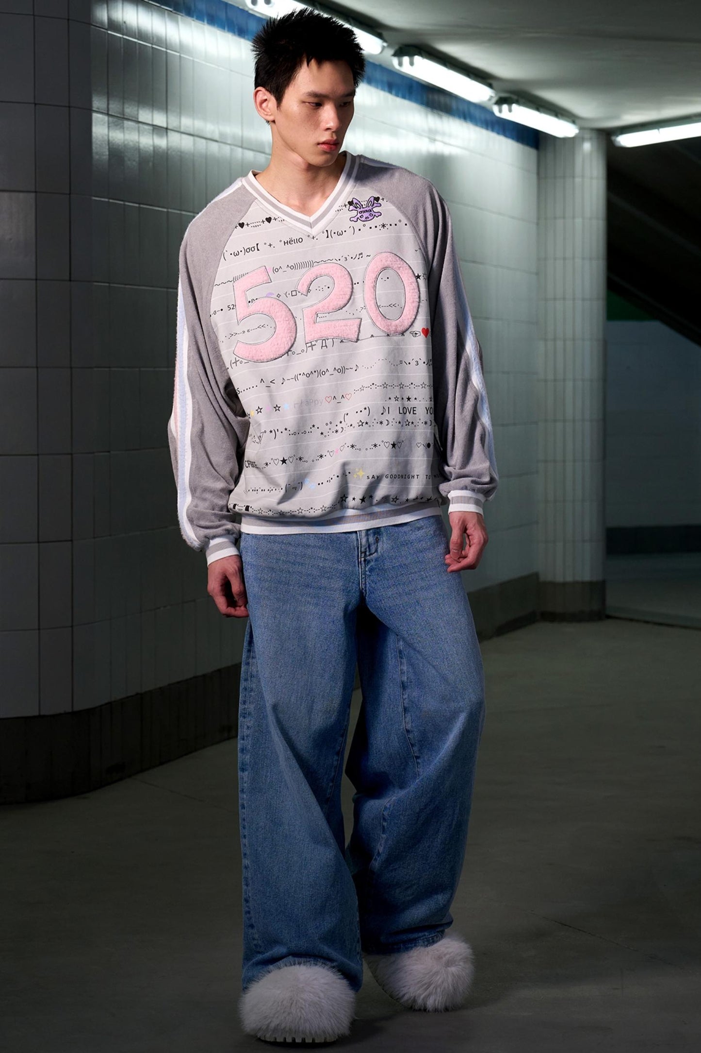 Embroidered Raglan Sleeve Top