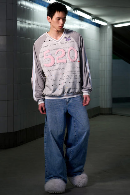 Embroidered Raglan Sleeve Top