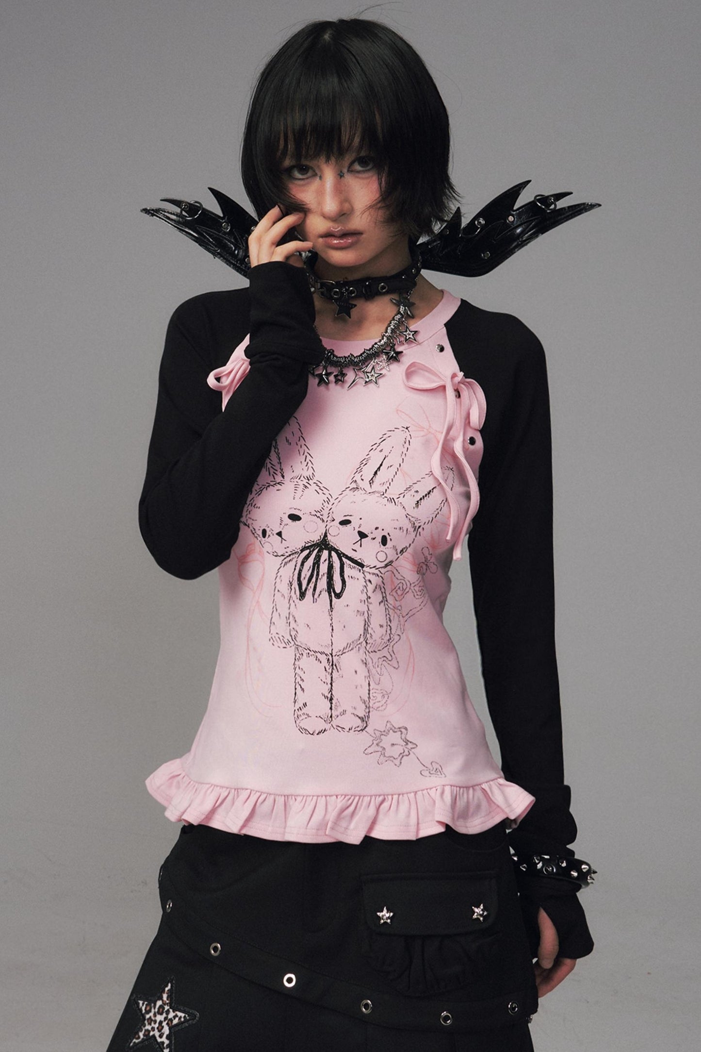 Asian Lace Stretch Long Sleeve T-Shirt