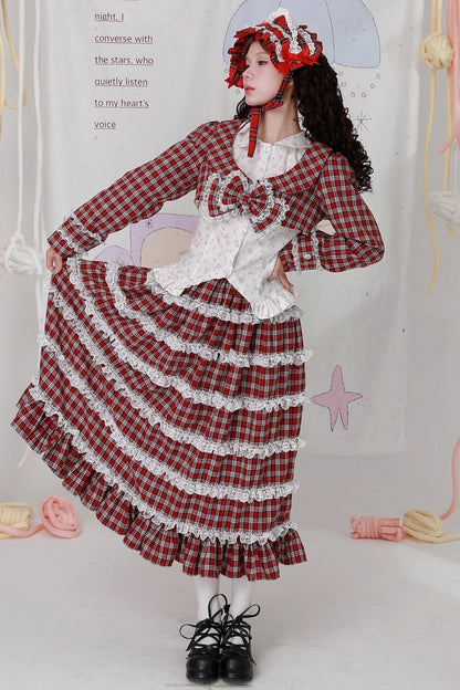 Red Plaid Lolita Skirt