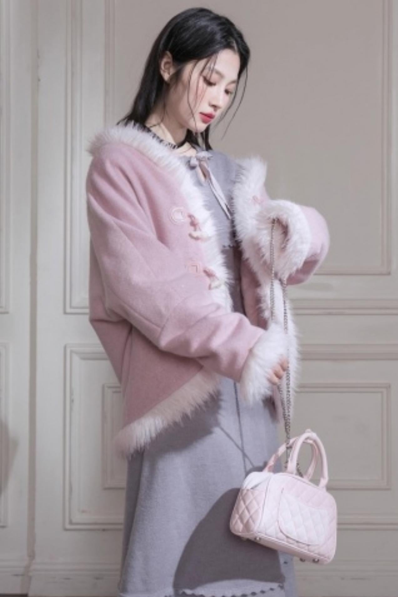Muse Lover Snow Cherry Wool Coat