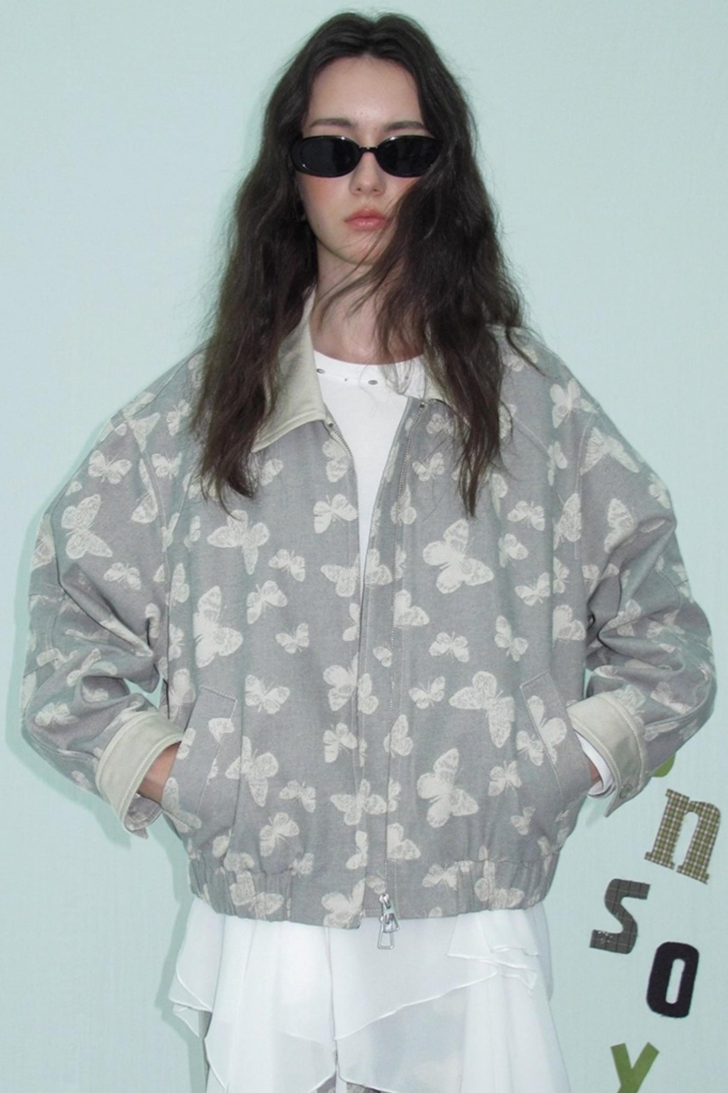 Jacquard Denim Baseball Jacket