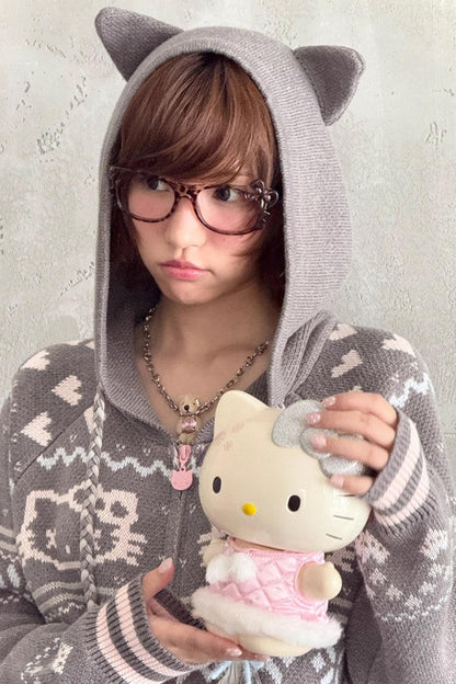 Ghost Ancient Cat Ear Hooded Jacket