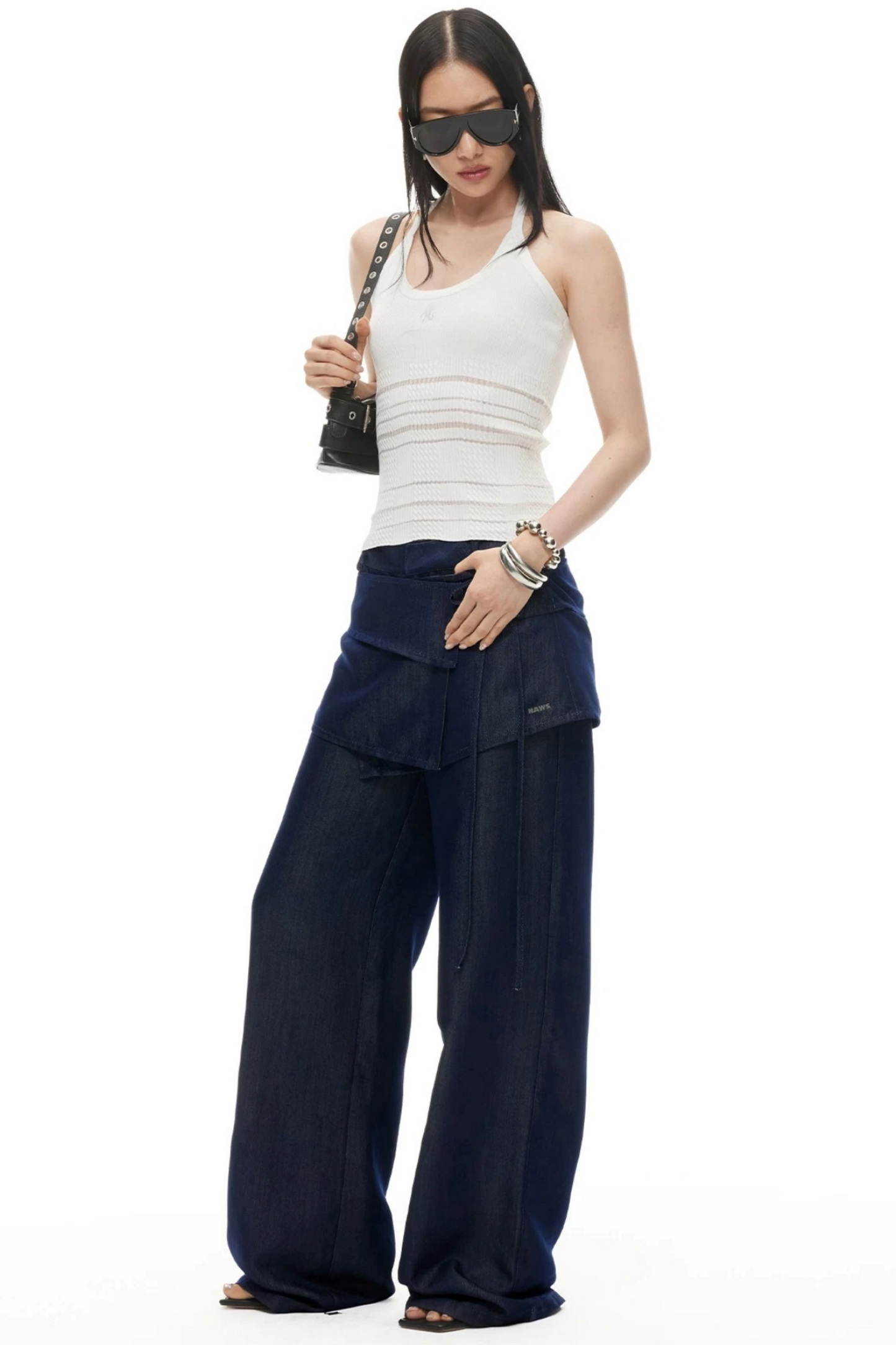 Lyocell Wide-Leg Pants Detachable Skirt
