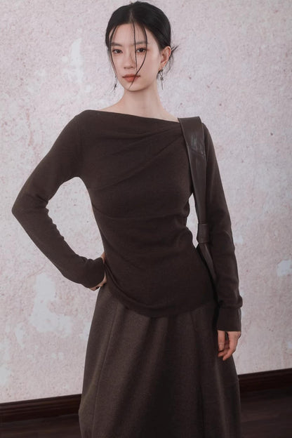 Tea Brown Pleated Sweater