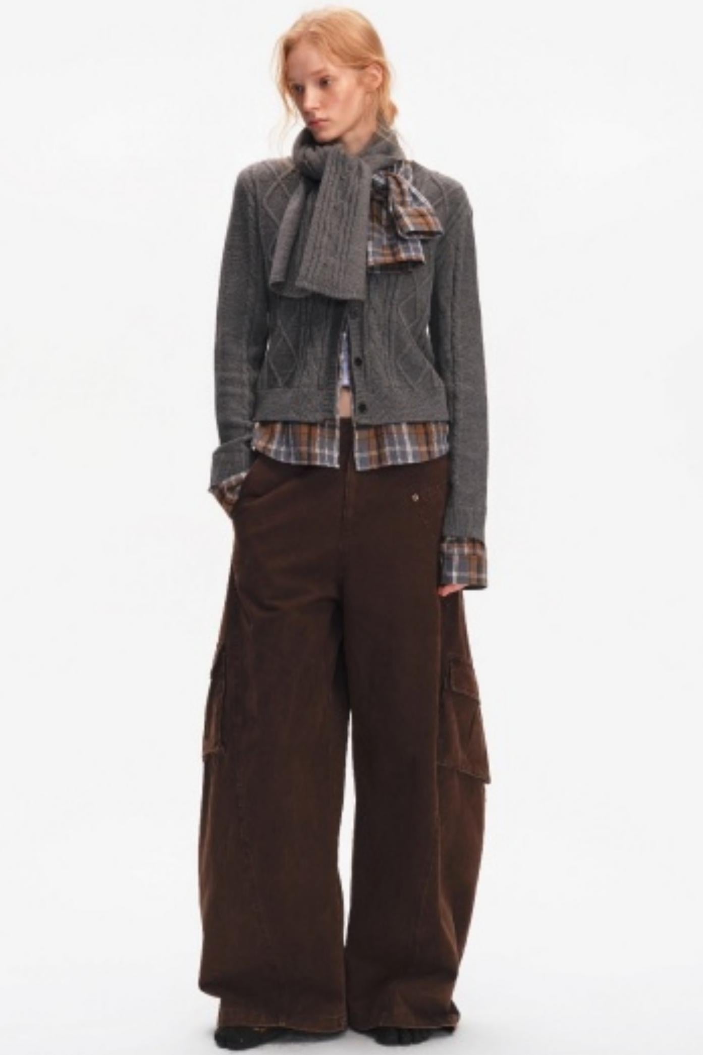 Wool Twist Pattern Cardigan Set-Up