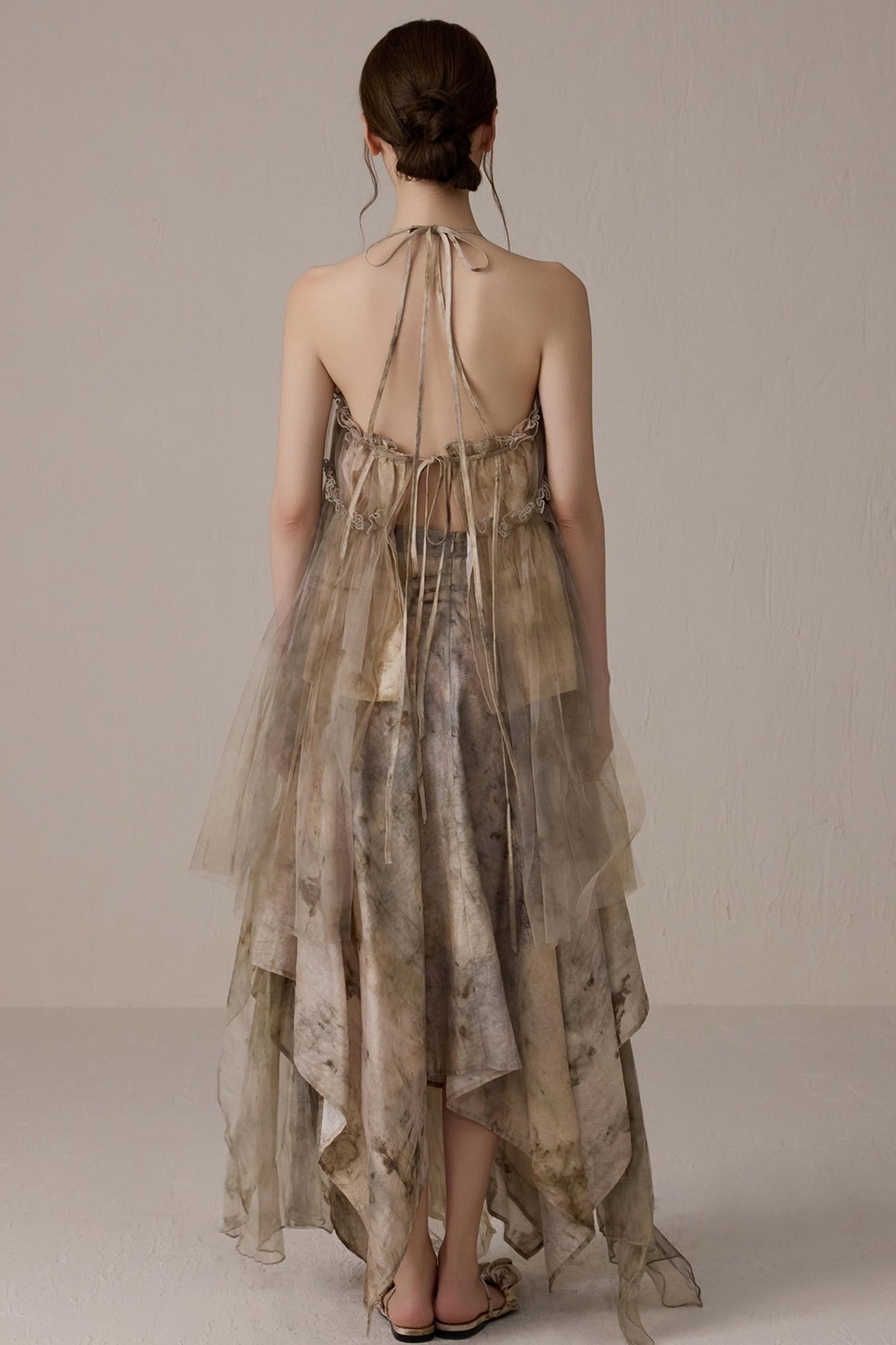 Floral Mesh Tie Neck Camisole