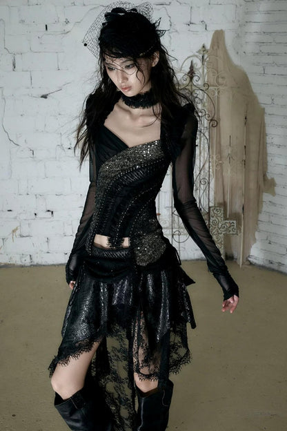 Baroque Velvet Lace Skirt