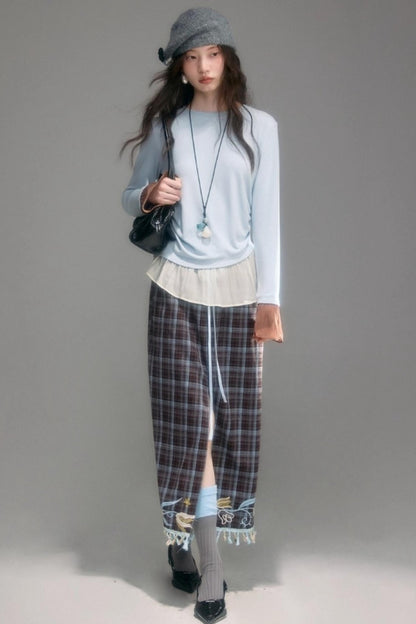 Floral Vintage Front Slit Skirt