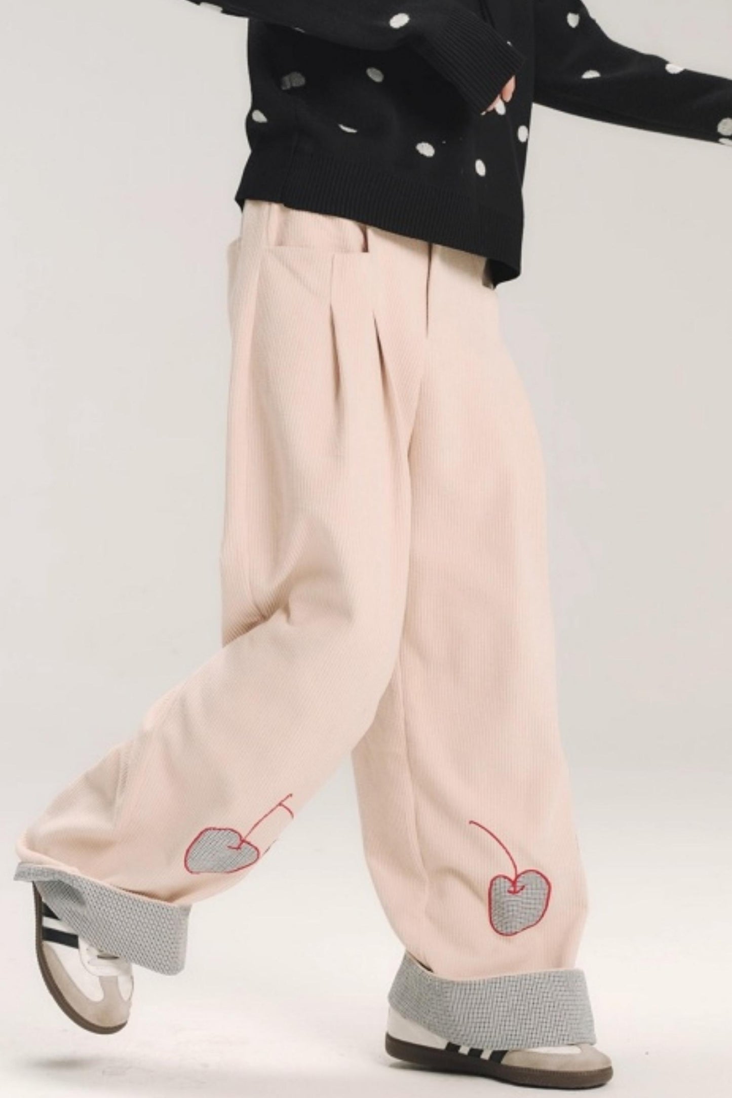 Hand-Painted Plaid Corduroy Pants