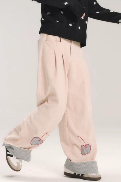 Hand-Painted Plaid Corduroy Pants