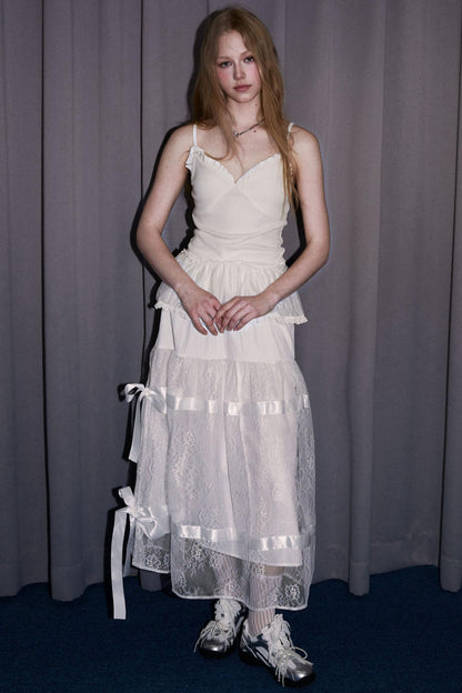 Romantic Bow Detail Long Skirt