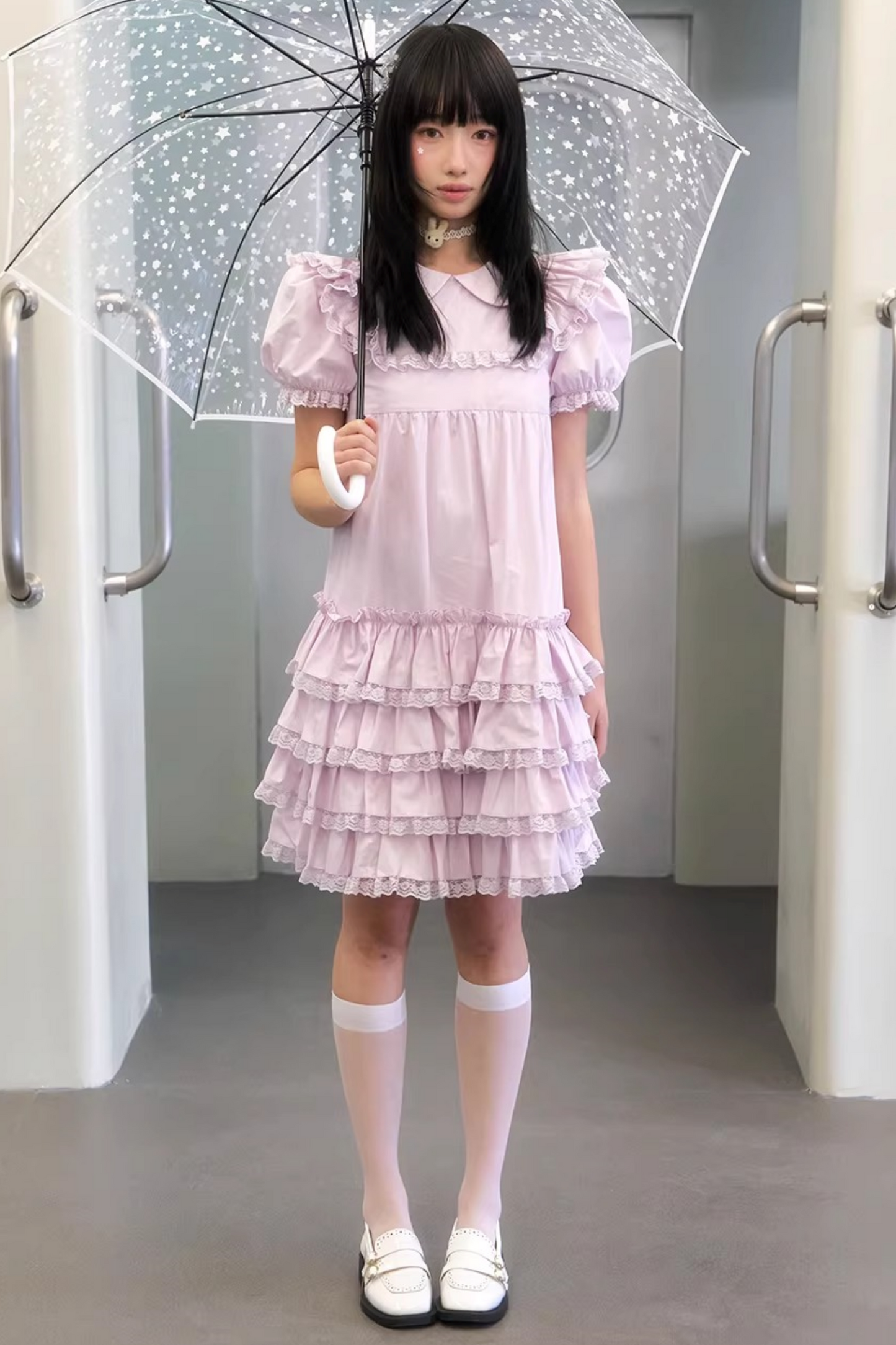 Light Purple Lace Tiered Dress