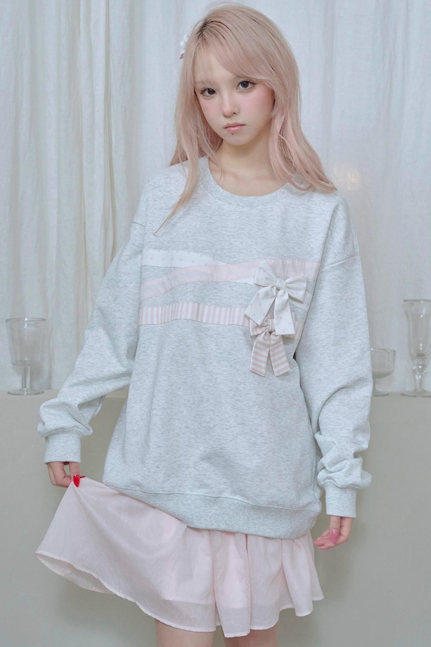 Pleated Lace Pink Skirt